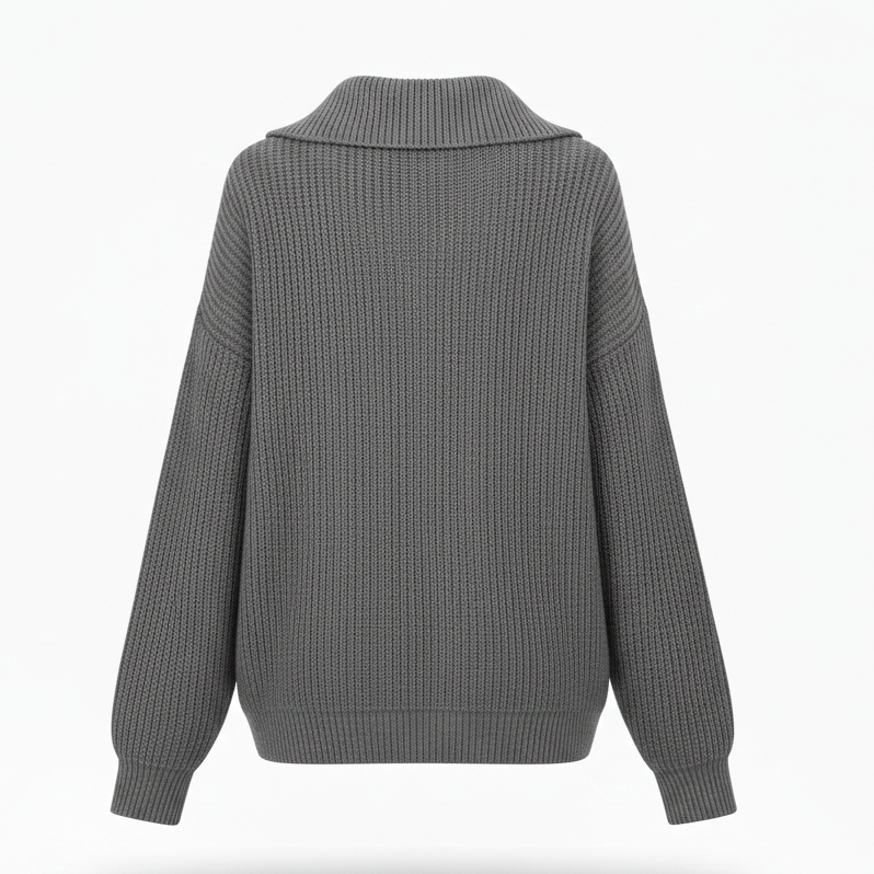 Ruimvallende gebreide trui met v hals voor dames