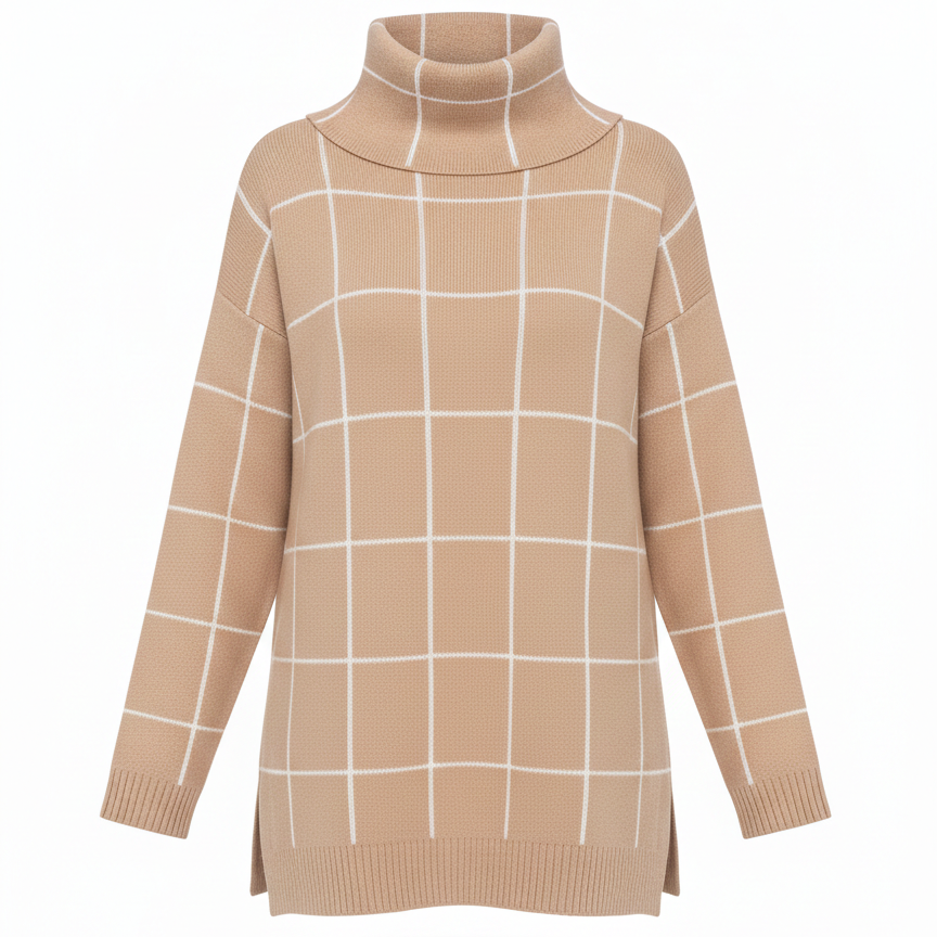 Gebreide trui met hoge col voor dames