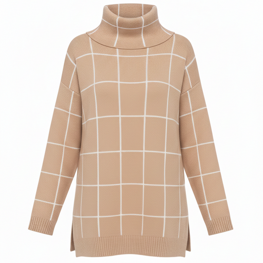 Gebreide trui met hoge col voor dames