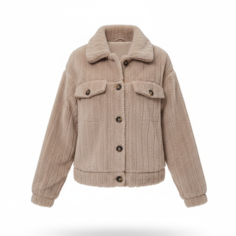 Lange fleecejas met hoornknopen voor dames