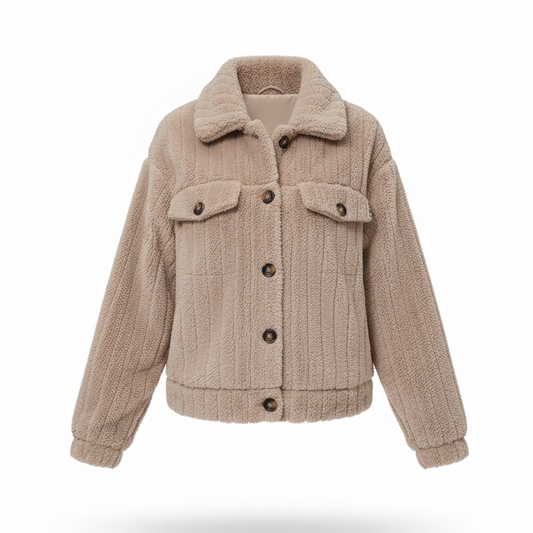 Lange fleecejas met hoornknopen voor dames