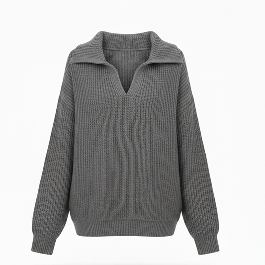 Ruimvallende gebreide trui met v hals voor dames